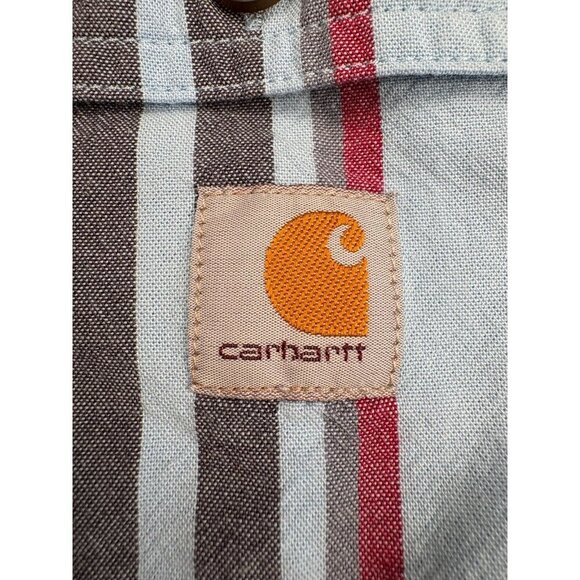 Carhartt Mens Shirt Large Tall LT Loose Fit Plaid Button Down Work Short Sleeve - Picture 8 of 9
